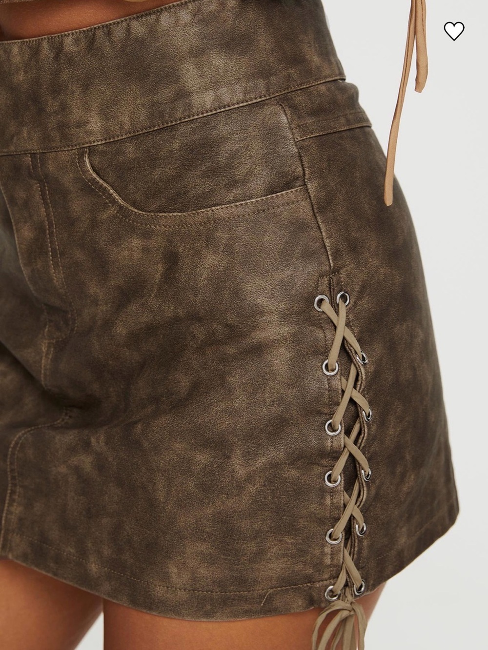 Princess polly Lace-Up Faux Leather Women’s Skirt in Brown